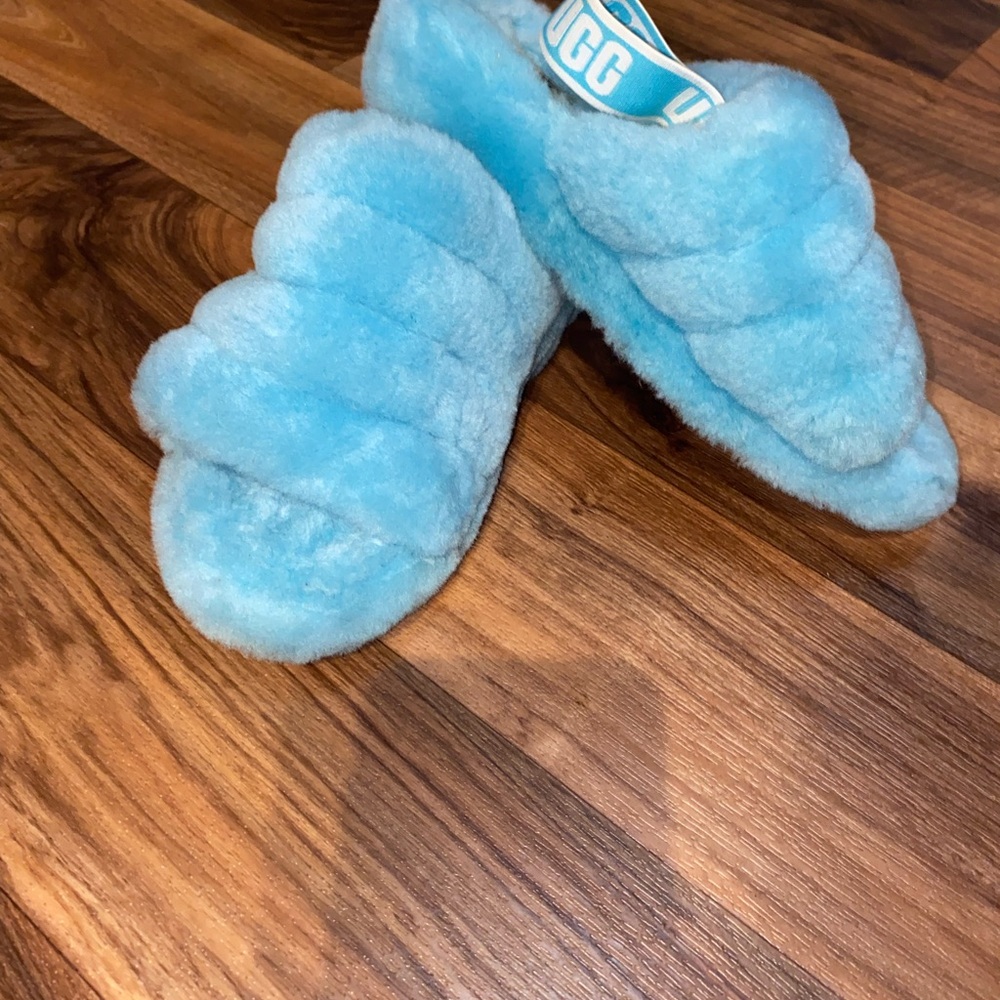 UGG Fluffy Blue Slippers